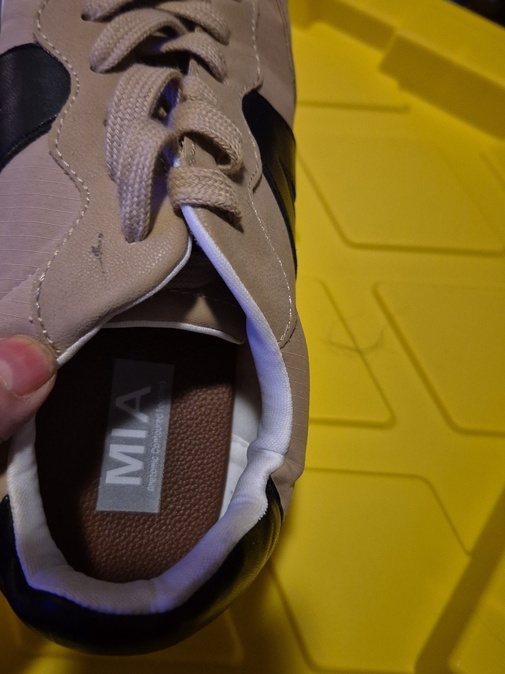 MIA Beige and Black Lace-Up Sneaker